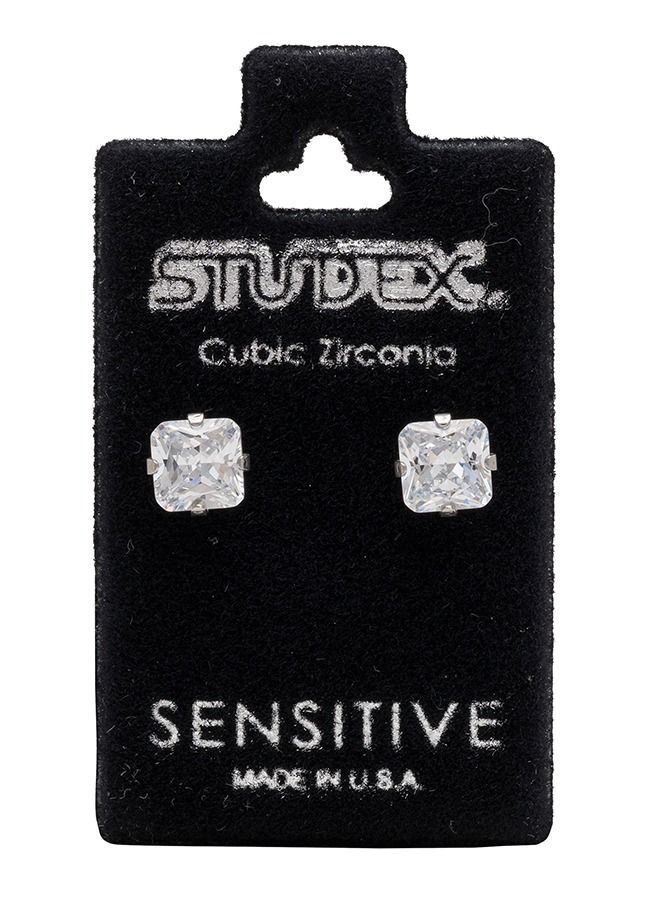 ستوديكس حلق الأذن زركونيا مكعب قصة الأميرة 6*6ملم  من الفولاذ المقاوم للصدأ لا يسبب الحاسية - Image 5