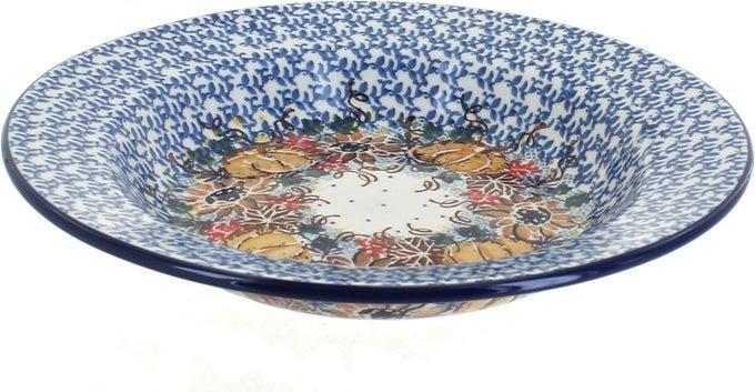 BLUE ROSE POLISH POTTERY HARVEST BOUNTY SOUP PLATE