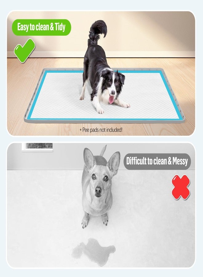 Bartuke Pee Pad Holder for Dogs, 40" x 28" Silicone Pee Tray Mat Leak-Proof, High Edge, No Spill Pet Pad Holder for Puppy, Cat, Rabbit, Dog Training Pads for Home Floor Protection (Grey) - Image 3