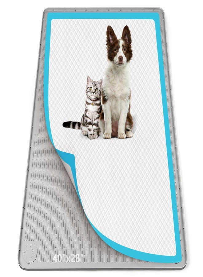 Bartuke Pee Pad Holder for Dogs, 40" x 28" Silicone Pee Tray Mat Leak-Proof, High Edge, No Spill Pet Pad Holder for Puppy, Cat, Rabbit, Dog Training Pads for Home Floor Protection (Grey) - Image 1