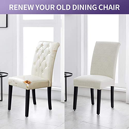 Styleys Dining Chair Cover Slipcovers, Jacquard Chair Seat Protector Removable Washable Spandex Kitchen Chair Covers for Dining Room, Set of 4, Ivory, JLMC01 - Image 5
