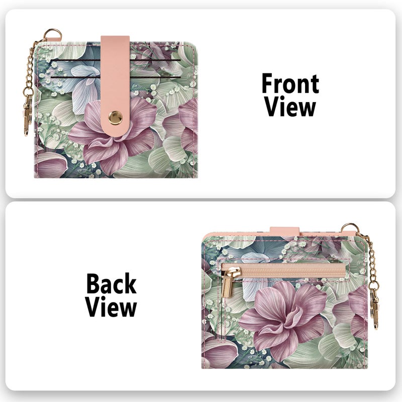 Airkit Small Wallets Woman RFID Blocking Leather Credit Card Holder - with ID Window - Card Wallets for Women - with Zipper Coin Purse - Keychain Wallet - Image 3