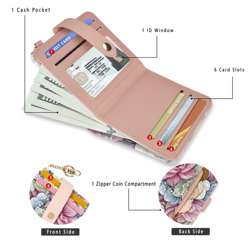 Airkit Small Wallets Woman RFID Blocking Leather Credit Card Holder - with ID Window - Card Wallets for Women - with Zipper Coin Purse - Keychain Wallet - Image 2
