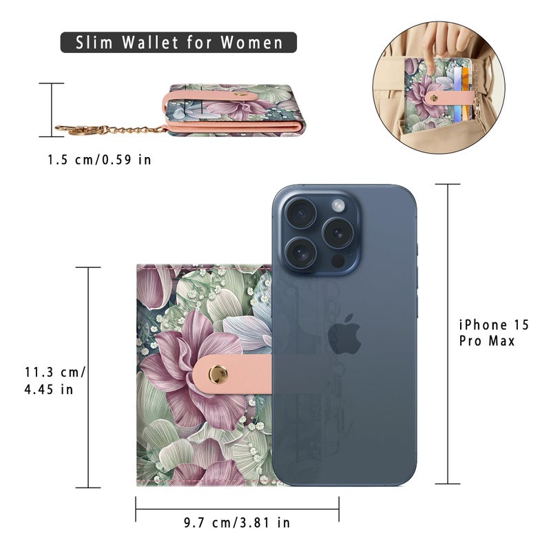 Airkit Small Wallets Woman RFID Blocking Leather Credit Card Holder - with ID Window - Card Wallets for Women - with Zipper Coin Purse - Keychain Wallet - Image 5