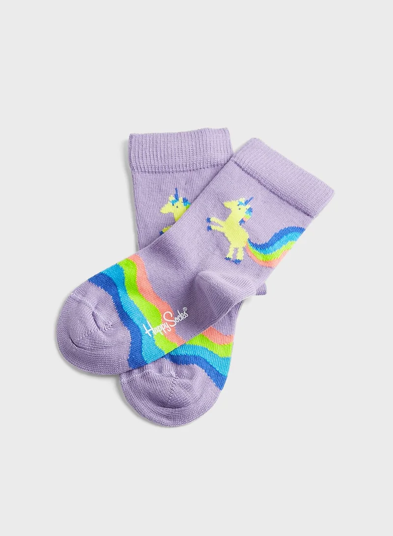 Happy Socks Kids 2 Pack Unicorn & Rainbow Socks