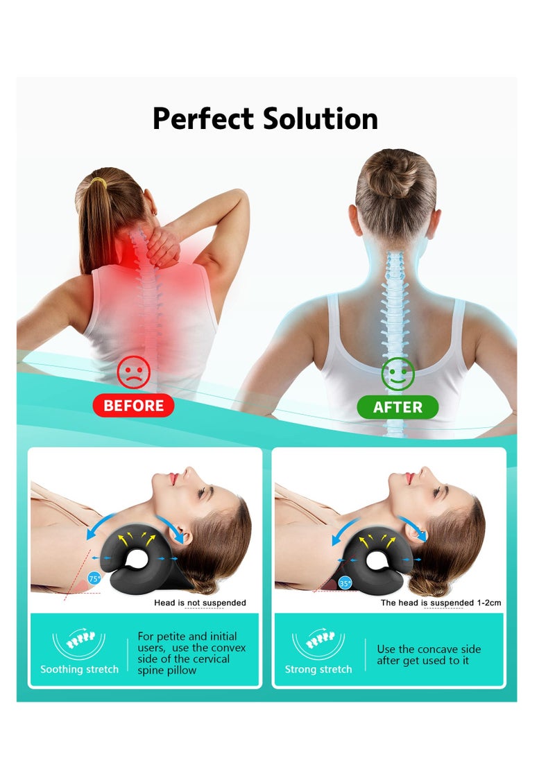 Excefore Neck and Shoulder Relaxer, Traction Orthotics Cervical Pillow, Neck Stretcher for Pain Relief, Suitable for Muscle Relax and TMJ Pain Relief (Black)  - Image 5