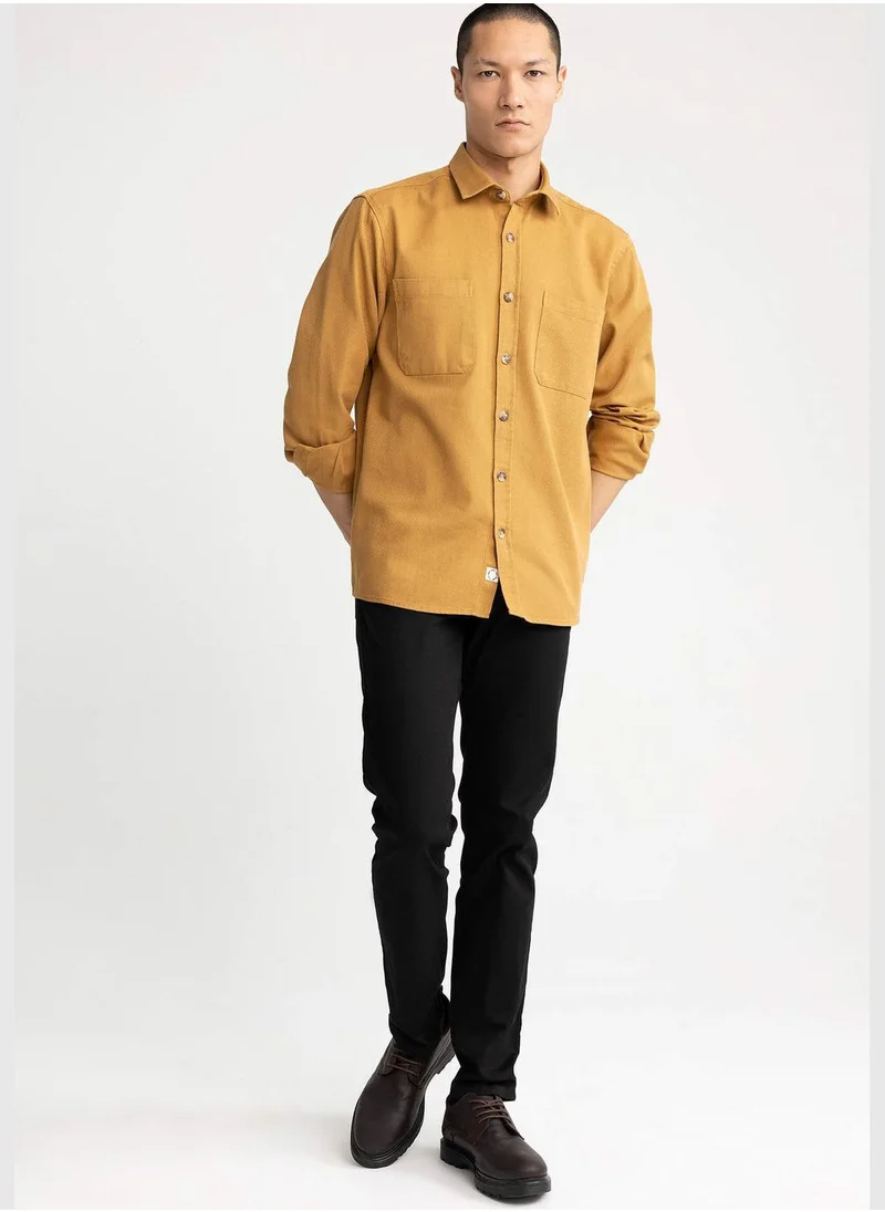 ديفاكتو Regular Fit Long Sleeve Gabardine Shirt