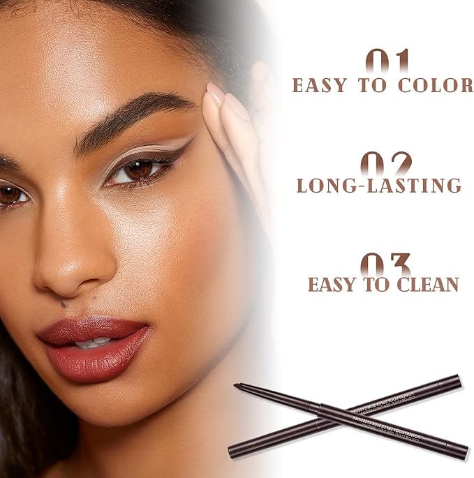Dark Brown Waterproof Eyeliner Pencil LongLasting Gel Formula SmudgeProof QuickDry Fine Tip for Precise or Bold Eye Looks Smooth Natural Application - Image 4