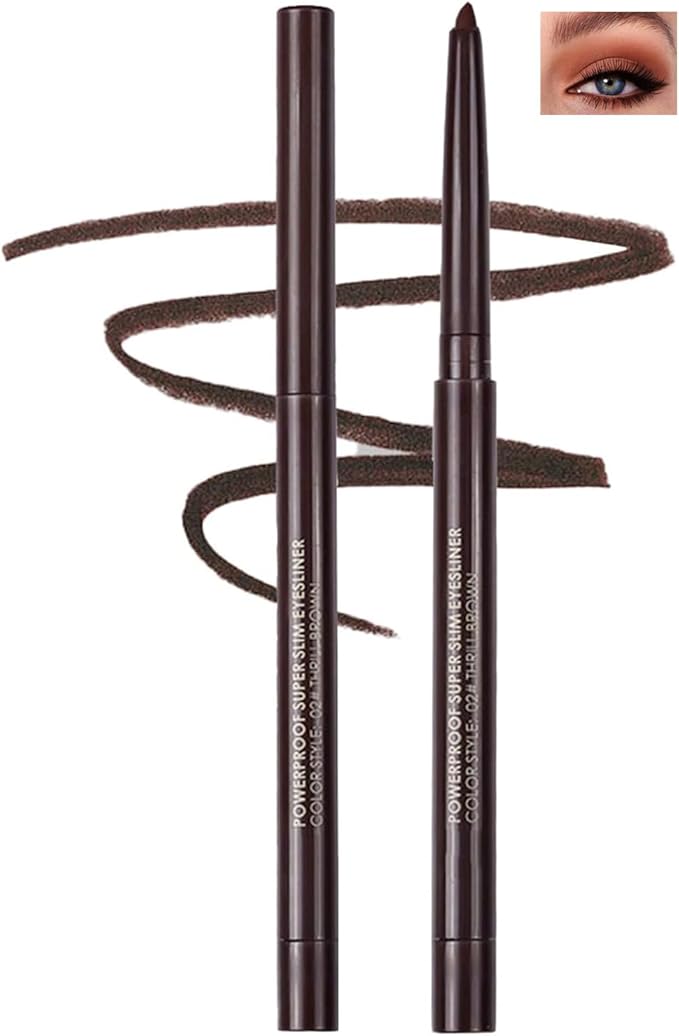 Dark Brown Waterproof Eyeliner Pencil LongLasting Gel Formula SmudgeProof QuickDry Fine Tip for Precise or Bold Eye Looks Smooth Natural Application - Image 1