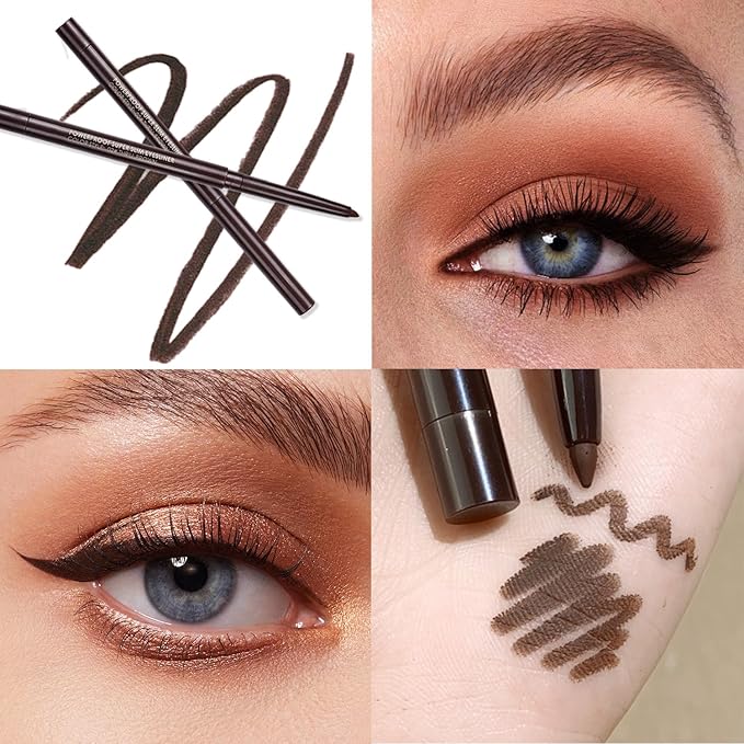 Dark Brown Waterproof Eyeliner Pencil LongLasting Gel Formula SmudgeProof QuickDry Fine Tip for Precise or Bold Eye Looks Smooth Natural Application - Image 2