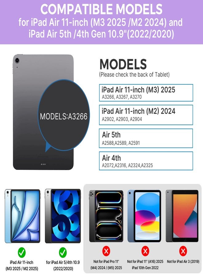 typecase غطاء لوحة مفاتيح Typecase Touch مع لوحة تتبع لجهاز iPad Air مقاس 11 بوصة (M3 2025 / M2 2024): قابل للدوران 360 درجة - إضاءة خلفية بـ 11 لونًا - لوحة مفاتيح لاسلكية مع حامل قلم لجهاز iPad Air من الجيل الخامس والرابع، لون بنفسجي/أرجواني - Image 2