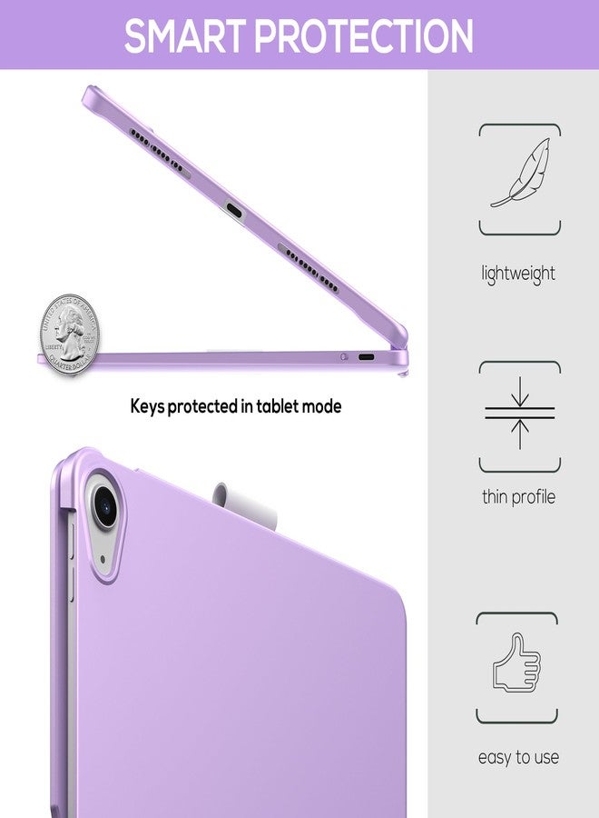 typecase غطاء لوحة مفاتيح Typecase Touch مع لوحة تتبع لجهاز iPad Air مقاس 11 بوصة (M3 2025 / M2 2024): قابل للدوران 360 درجة - إضاءة خلفية بـ 11 لونًا - لوحة مفاتيح لاسلكية مع حامل قلم لجهاز iPad Air من الجيل الخامس والرابع، لون بنفسجي/أرجواني - Image 5
