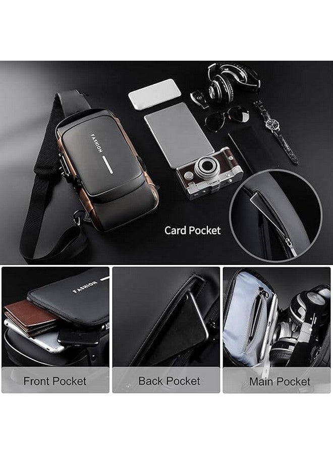 Woleebee Sling Bag for Men Anti-Theft USB Crossbody Backpack Waterproof Chest Daypack Business Men Bag Shoulder Bag (Black) - Image 2