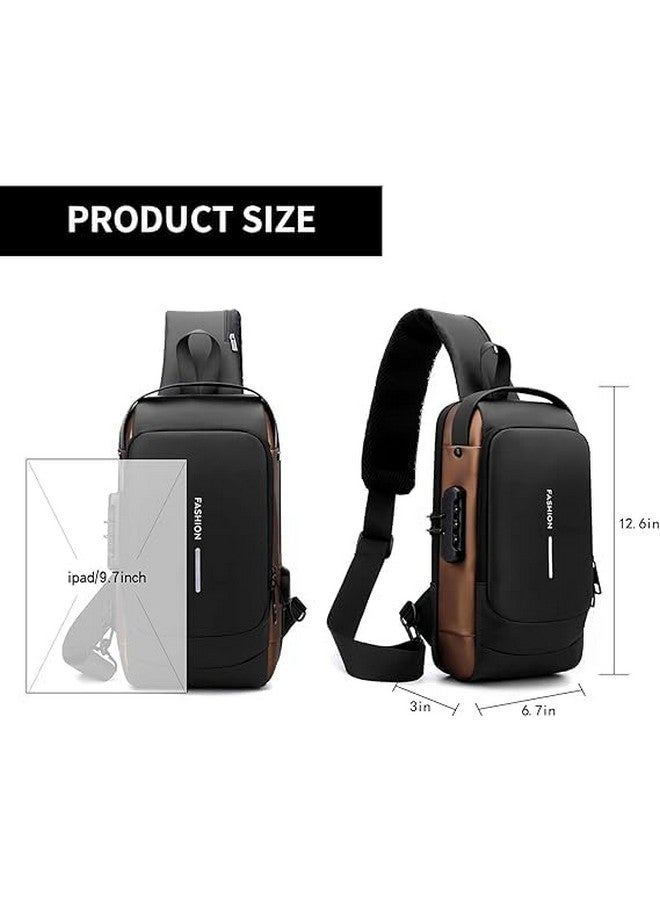 Woleebee Sling Bag for Men Anti-Theft USB Crossbody Backpack Waterproof Chest Daypack Business Men Bag Shoulder Bag (Black) - Image 4