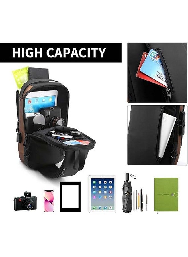 Woleebee Sling Bag for Men Anti-Theft USB Crossbody Backpack Waterproof Chest Daypack Business Men Bag Shoulder Bag (Black) - Image 5