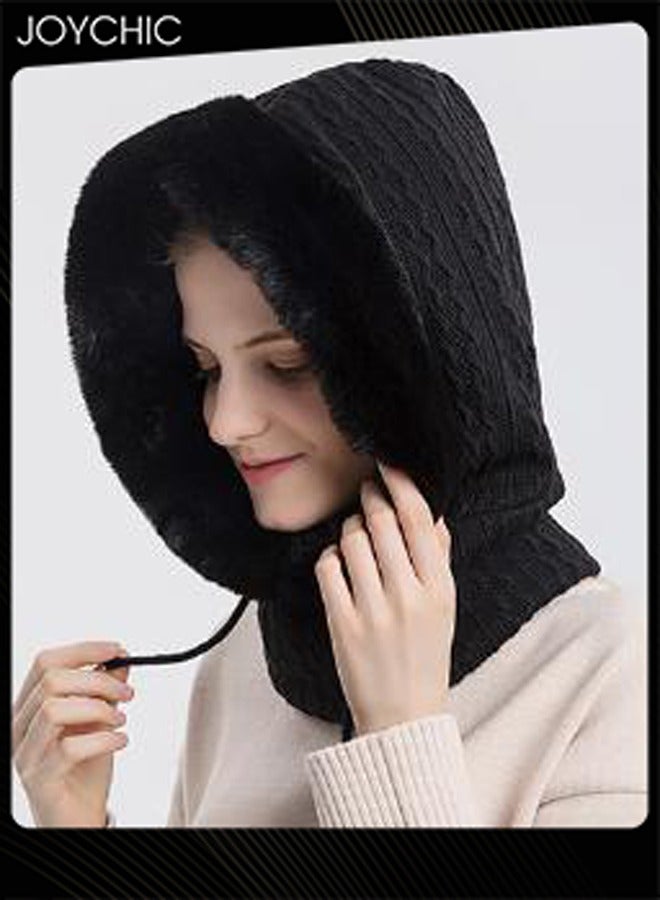Joychic Autumn and Winter Women Outdoor Cycling Cold Protection Pullover Hat Warm Neck Mask Black - Image 4