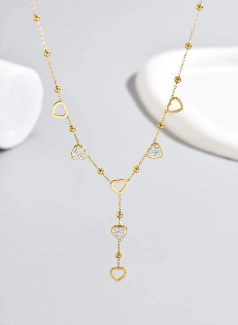 Jewelry 4You Elegant Stainless Steel 18k Gold Plated Necklace For Women Inlaid With Zirconia - Image 2