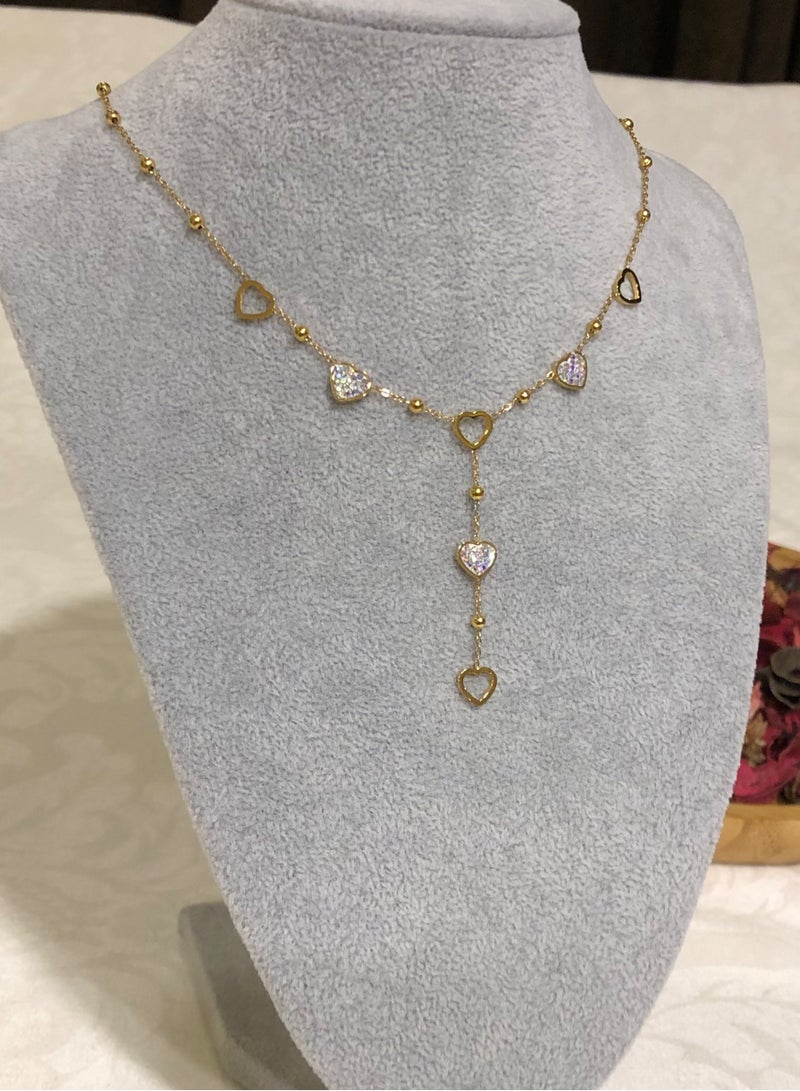 Jewelry 4You Elegant Stainless Steel 18k Gold Plated Necklace For Women Inlaid With Zirconia - Image 3