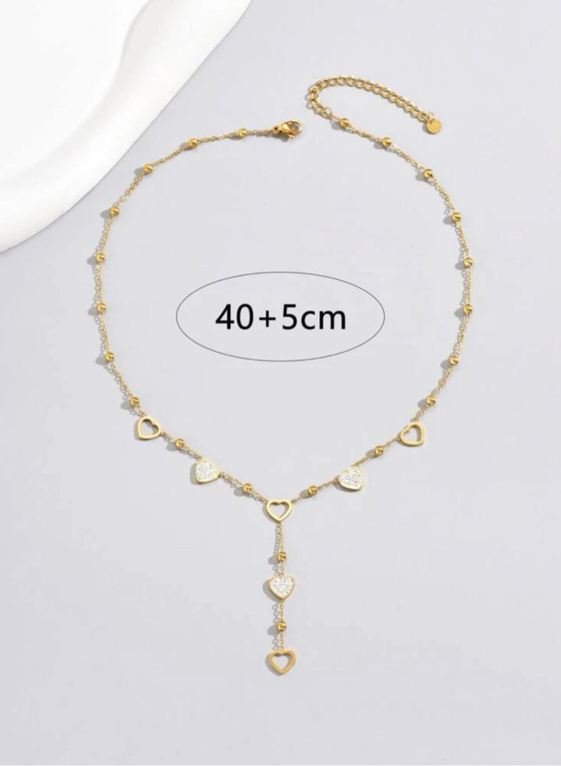 Jewelry 4You Elegant Stainless Steel 18k Gold Plated Necklace For Women Inlaid With Zirconia - Image 5
