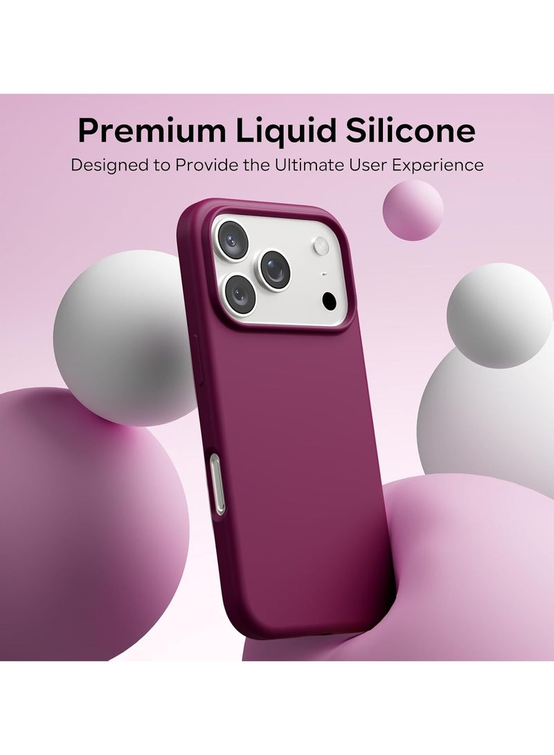 دينكس جراب سيليكون متوافق مع iPhone 17 Pro، جراب هاتف سيليكون سائل رفيع مع مصد مطاطي ناعم مقاوم للصدمات مكون من 3 طبقات مع بطانة من مادة TPU (عنابي) - Image 2