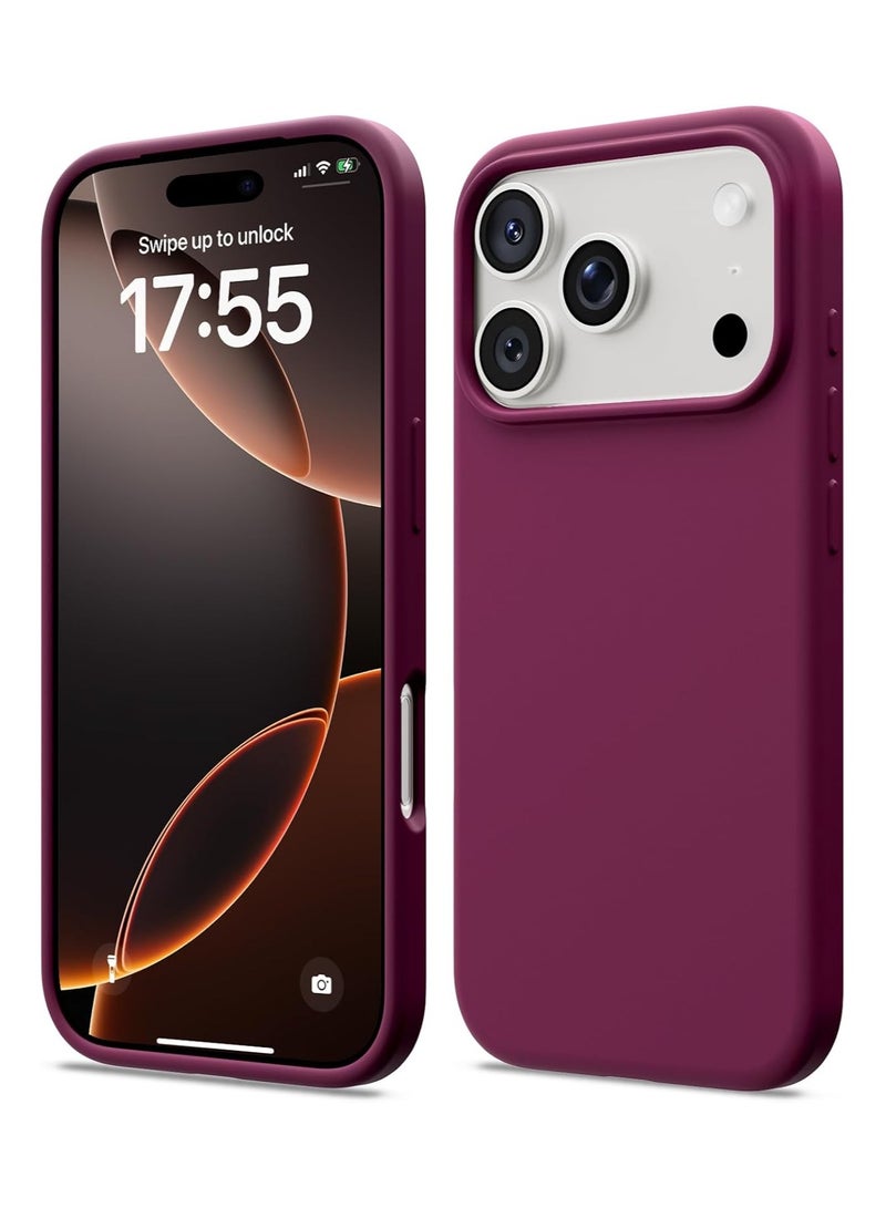 دينكس جراب سيليكون متوافق مع iPhone 17 Pro، جراب هاتف سيليكون سائل رفيع مع مصد مطاطي ناعم مقاوم للصدمات مكون من 3 طبقات مع بطانة من مادة TPU (عنابي) - Image 1