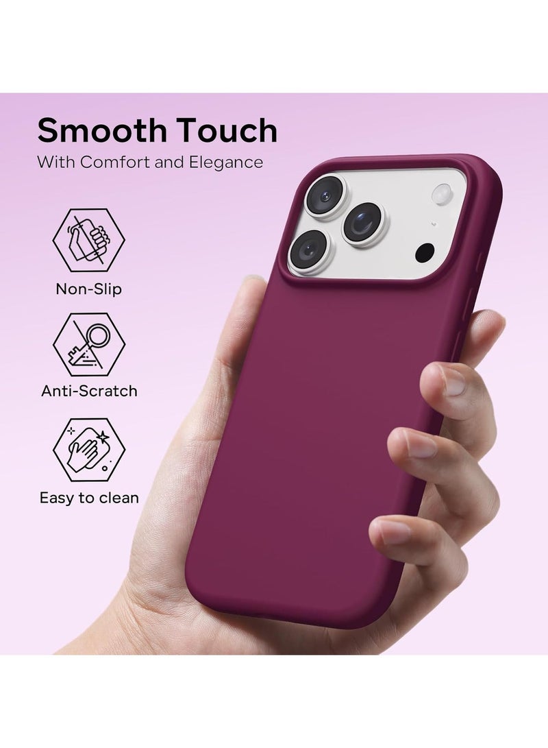 ACLIX Silicone Case Compatible with iPhone 17 Pro, Slim Liquid Silicone Phone Case with 3-Layer Soft Rubber Shockproof Bumper with TPU Lining (Maroon) - Image 4