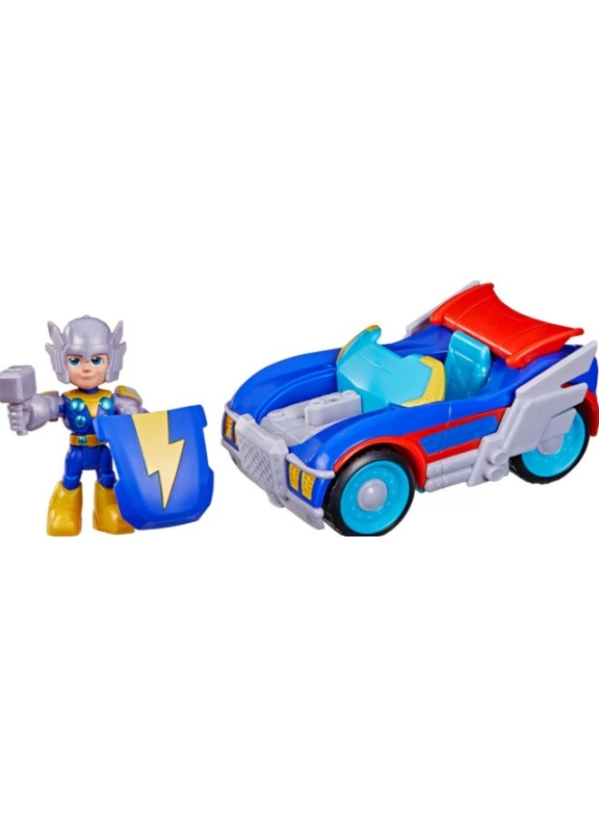 Hasbro Marvel Marvel Iron Man and His Awesome Friends Thor Thunder Roadracer Action Figure & Toy Vehicle Set - Image 3