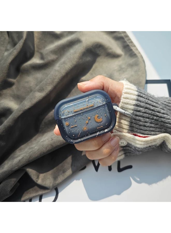 Green Airpods 3 Case with Celestial Meteor Shower Moon Stars Design Durable Translucent Cover Keyring Clasp - Image 5