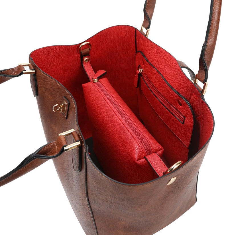 sqlp Large Work Tote Bag for Women Designer Purses and Handbags Big Bucket bags Womens Travel Shoulder Bag Amber brown - Image 3