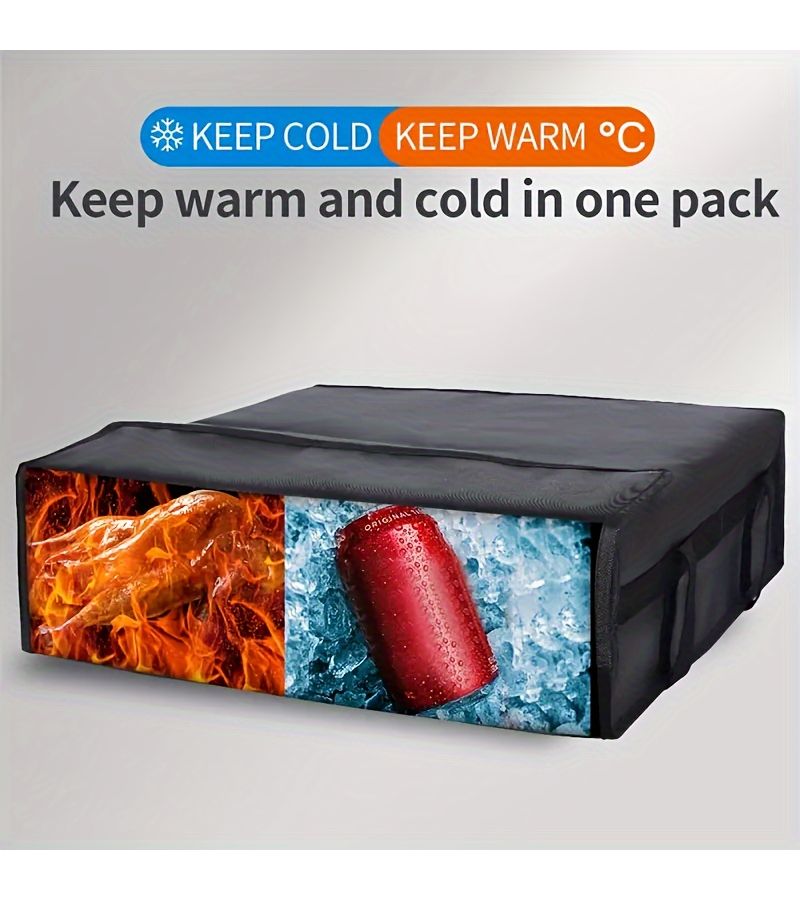 Insulated Pizza Delivery Bag 19.69 X 19.69 X 8.07 Inch Large Pizza Carrier For Takeout Food Delivery Professional And Personal Use Black - Image 4