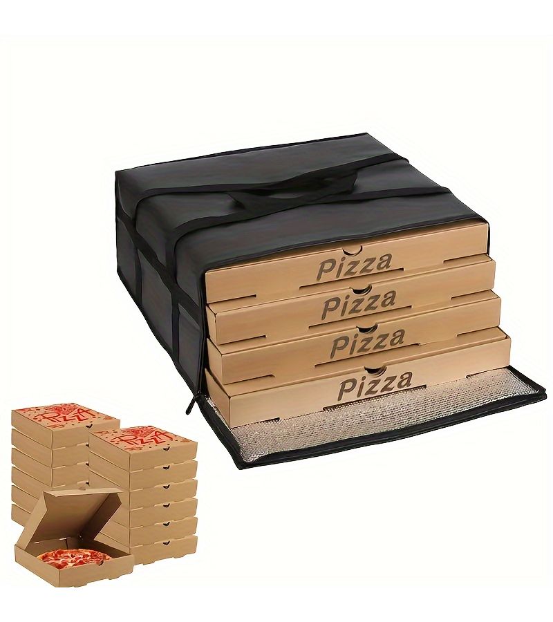 Insulated Pizza Delivery Bag 19.69 X 19.69 X 8.07 Inch Large Pizza Carrier For Takeout Food Delivery Professional And Personal Use Black - Image 1