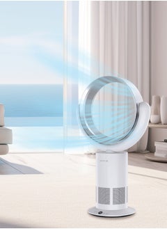 GREEN LION Air Ring Cooler Electric Bladeless Fan With Remote Control / Wide-Angle Air Supply / Adjustable Speed/ Low Carbon & Energy Saving Air Cooler Fan - White  - Image 2