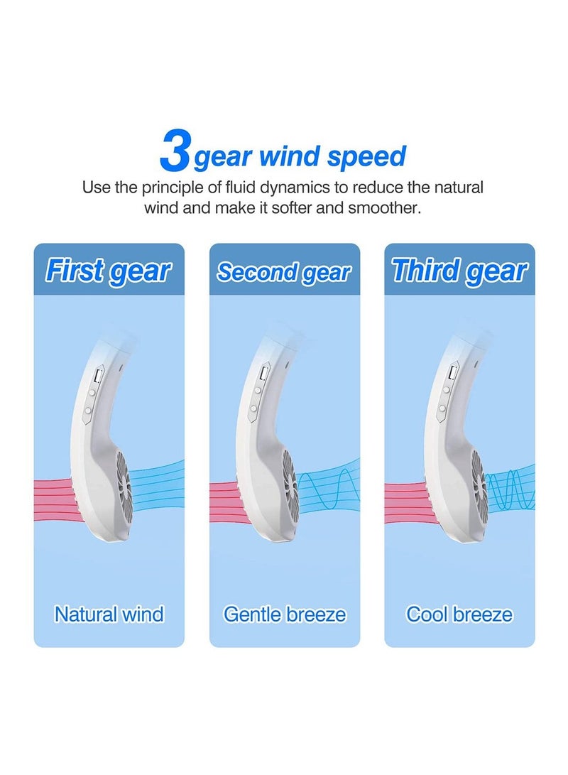 Loquat USB Hanging Neck Fan, Air Cooler USB Micro Portable 2 in 1 Air Cooler Mini Electric Air Conditioner Scarf Cooling Portable Hanging Neck Fan (White) - Image 5