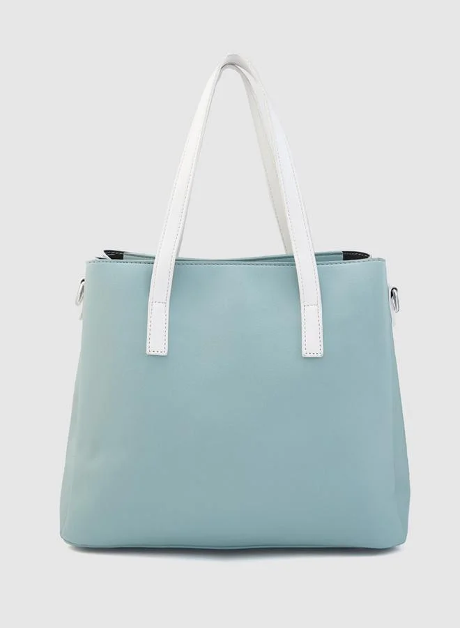 globus Blue Solid Handbag with Zip Closure