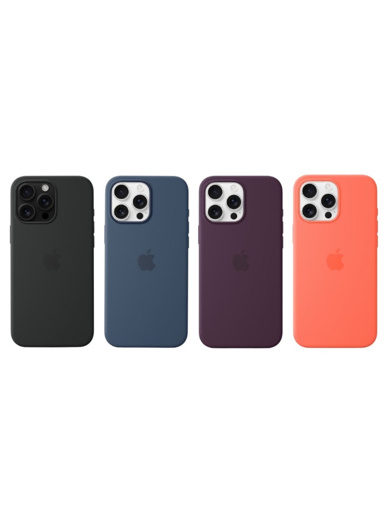 Dg مينغ مجموعة من 4 حافظات حماية من السيليكون لهاتف iPhone 16 Pro Max - مقاومة للصدمات، ناعمة الملمس، تصميم نحيف، حماية للكاميرا - أسود، أزرق، بنفسجي، برتقالي - Image 1