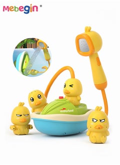 MEBEGIN Bath Toys for Toddlers 1-3, Water Spray Rubber Ducks Baby Bathtub Toys, Electric Shower Toy Set with Boat, Hand Spray, Hose, 4 Little Ducks, Fun Bath Toys for Kids Girls Boys  - Image 2