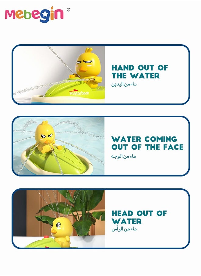 MEBEGIN - Bath Toys for Toddlers 1-3, Water Spray Rubber Ducks Baby Bathtub Toys, Electric Shower Toy Set with Boat, Hand Spray, Hose, 4 Little Ducks, Fun Bath Toys for Kids Girls Boys - Image 1