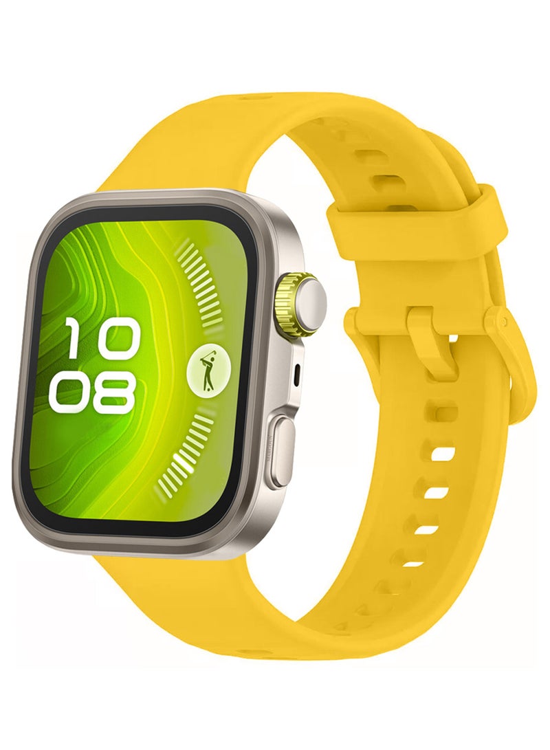 CATANES Wristband for Huawei Watch Fit 3/Fit 4/Fit 4 Pro Bands, Silicone Bracelet Quick Release Arm Band, Replacement Smartwatch Band Quick Release Sport Strap - Yellow  - Image 3