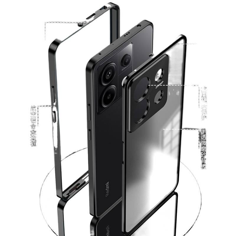 BB غطاء واقي بMetal لـ Redmi Note 13 Pro مع مقاوم لبصمات الأصابع وزر معدني قابل للطي مع تصميم مفرغ باللون Gold باللون الذهبي باللون الأحمر - Image 4