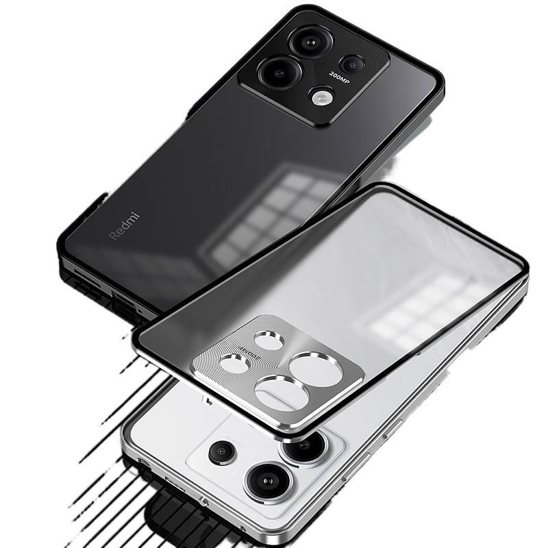 BB غطاء واقي بMetal لـ Redmi Note 13 Pro مع مقاوم لبصمات الأصابع وزر معدني قابل للطي مع تصميم مفرغ باللون Gold باللون الذهبي باللون الأحمر - Image 1