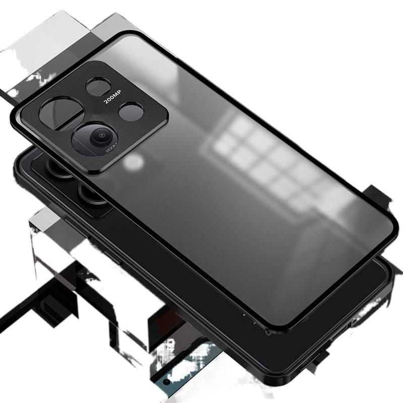 BB غطاء واقي بMetal لـ Redmi Note 13 Pro مع مقاوم لبصمات الأصابع وزر معدني قابل للطي مع تصميم مفرغ باللون Gold باللون الذهبي باللون الأحمر - Image 3