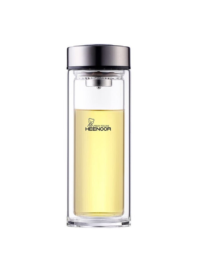 Heenoor Xino Double-layer Glass Cup For Men, Home And Office Use, Tea Infuser Mug, Filter Car Water Bottle Xn-9302 345ml - Image 4