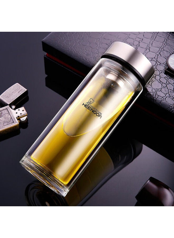 Heenoor Xino Double-layer Glass Cup For Men, Home And Office Use, Tea Infuser Mug, Filter Car Water Bottle Xn-9302 345ml - Image 1