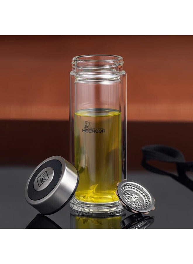 Heenoor Xino Double-layer Glass Cup For Men, Home And Office Use, Tea Infuser Mug, Filter Car Water Bottle Xn-9302 345ml - Image 2