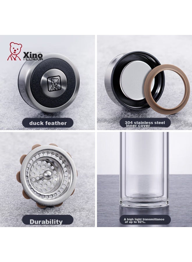 Heenoor Xino Double-layer Glass Cup For Men, Home And Office Use, Tea Infuser Mug, Filter Car Water Bottle Xn-9302 345ml - Image 3