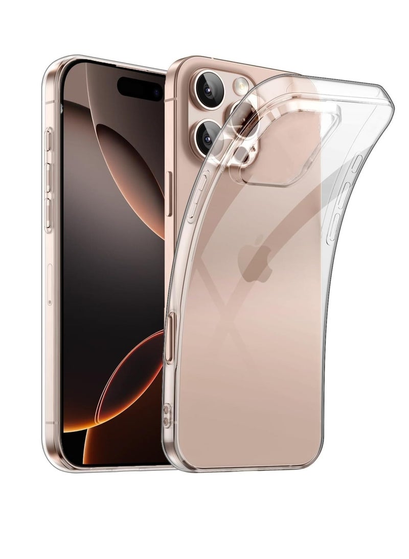 حافظة متوافقة مع هاتف iPhone 16 Pro مقاس 6.3 بوصة، حافظة من جل TPU الناعم والشفاف والسيليكون المرن المقاوم للخدش وغطاء TPU الشفاف - شفاف - Image 1