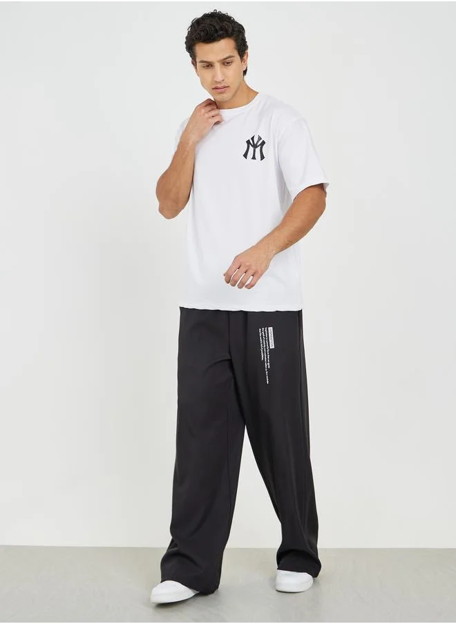 ستايلي Styli Slogan Print Utility Wide Leg Pants