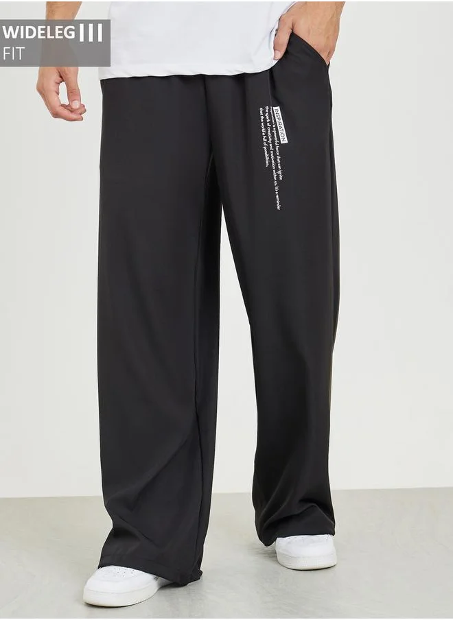 ستايلي Styli Slogan Print Utility Wide Leg Pants