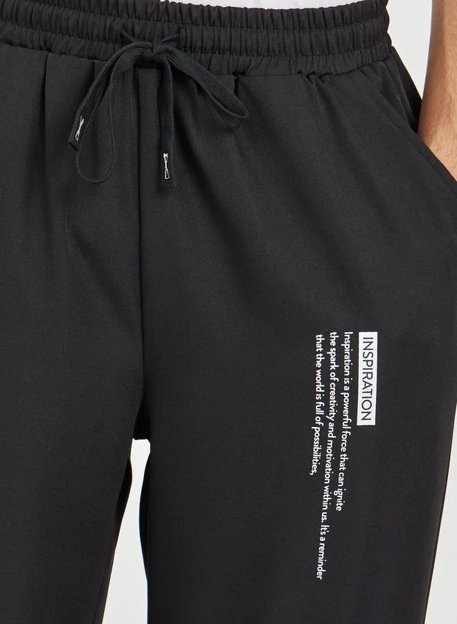 Styli Styli Slogan Print Utility Wide Leg Pants