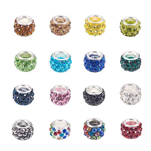 Craftdady Large Hole European Beads, Random Color Polymer Clay with Rhinestone Rondelle Slide Beads Craftdady 100Pcs Colorful Loose Bead for DIY Snake Chain Bracelet Making 5mm Big Hole - Image 1